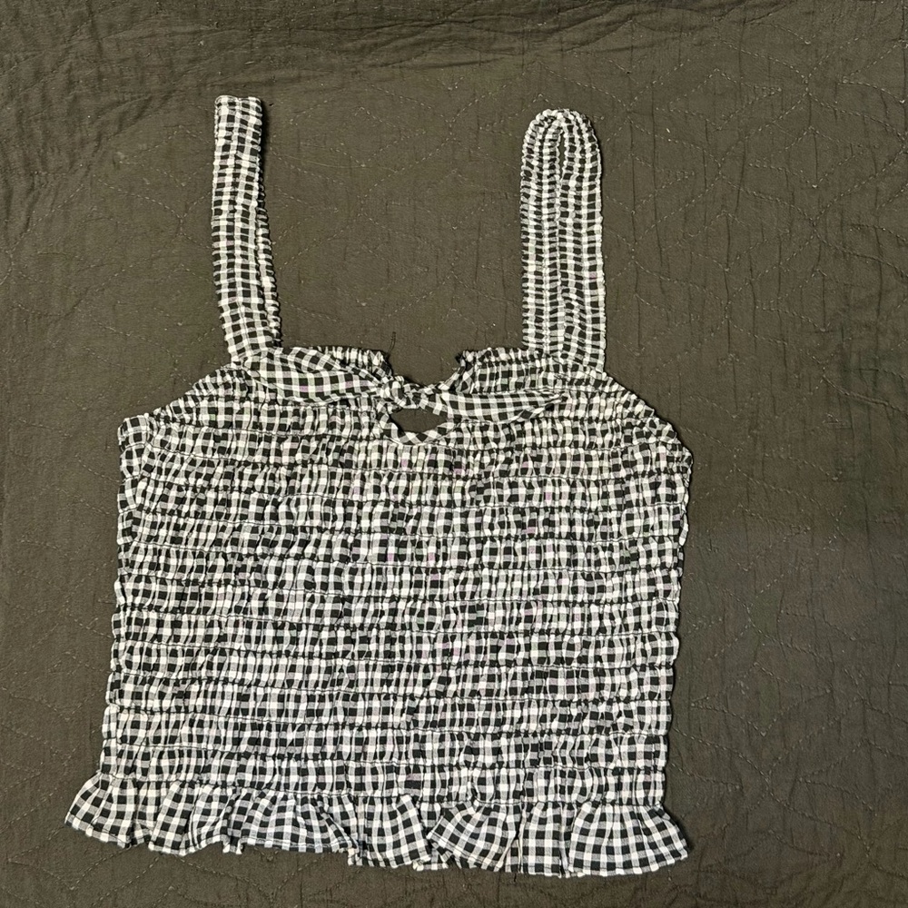 Sienna Sky checkered white and black top